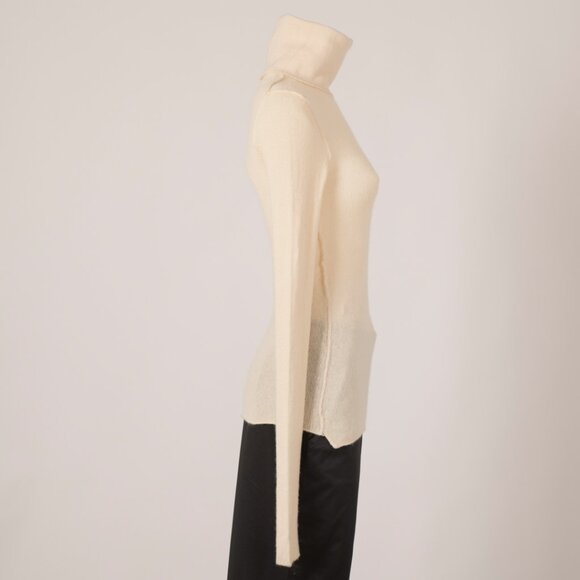 Vintage Inhabit Cream Cashmere Architectural Turtleneck with Exposed Seams - Picture 2 of 5